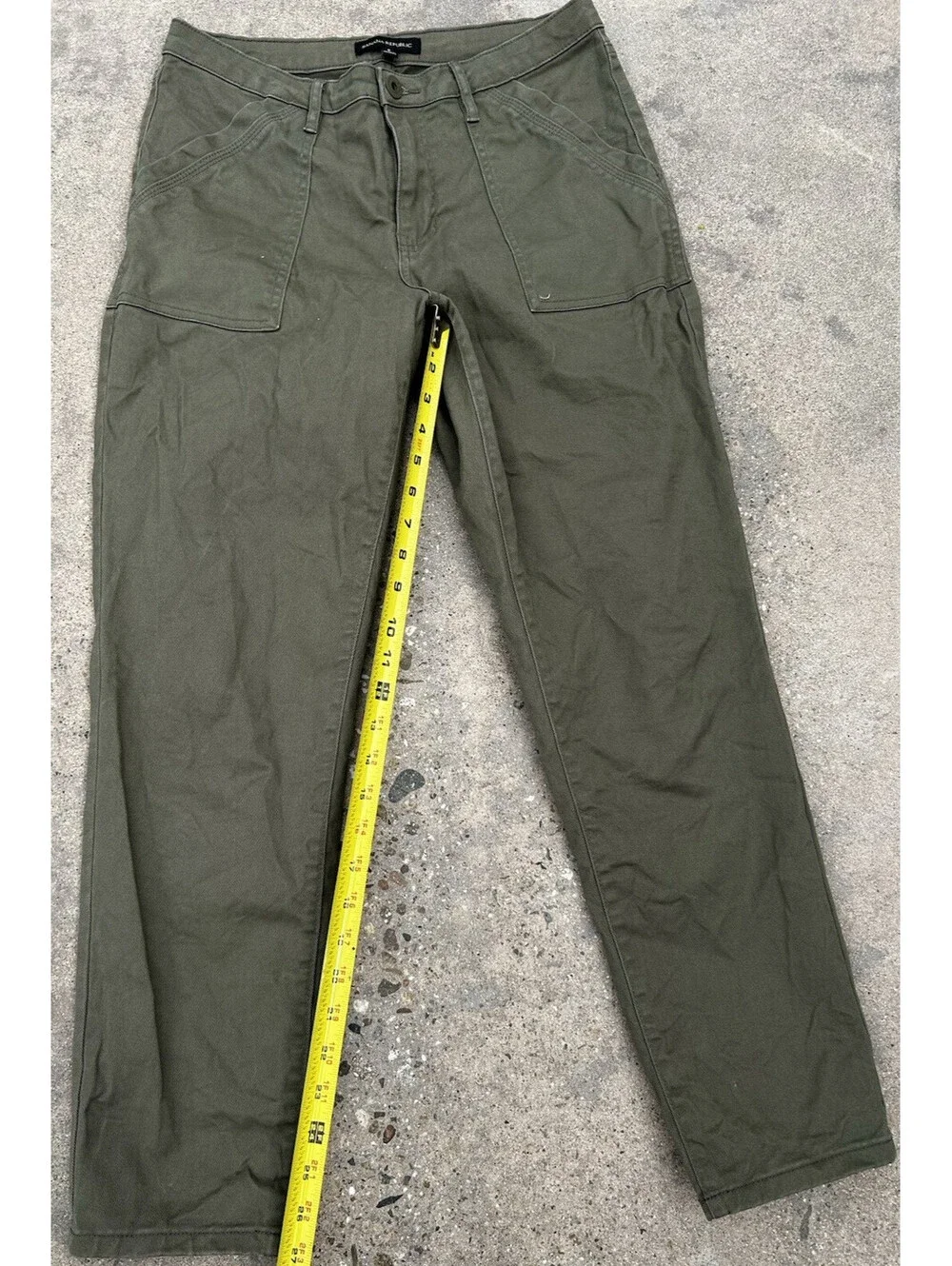 Banana Republic Pant Women 8 Utility Pockets Regular Fit Olive Gree Cotton Chino